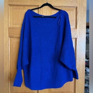 Anthropologie Oversized Ribbed Knit Sweater Hot Pink Dolman Sleeve Soft Cozy